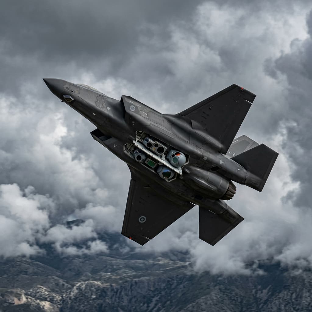 Stealthy grey fixed wing surveillance drone banking sharply
