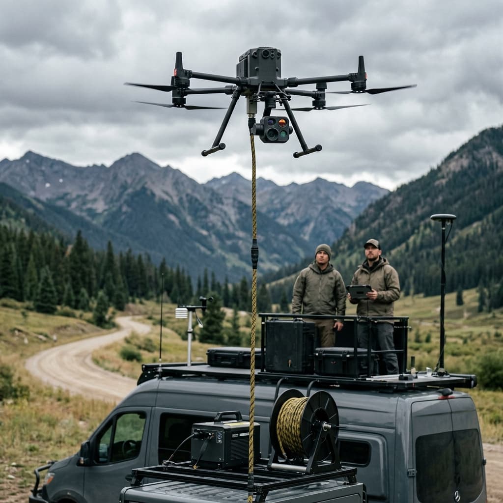 Establish immediate, persistent low-altitude intelligence and communications relays powered by high-voltage micro-tether systems.