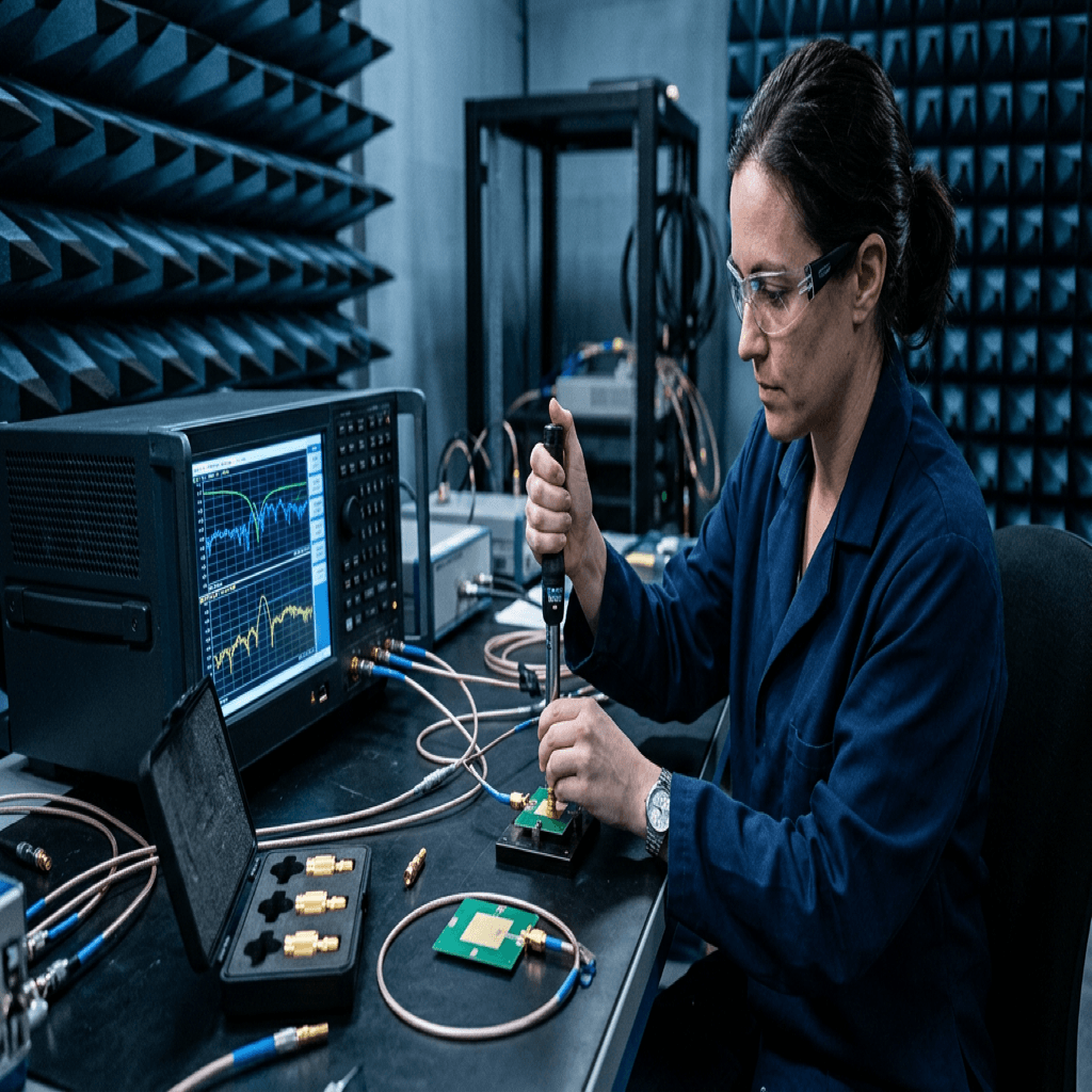 Engineers mapping massive microscopic sheer radio frequency insertion loss utilizing huge specialized localized network analyzers