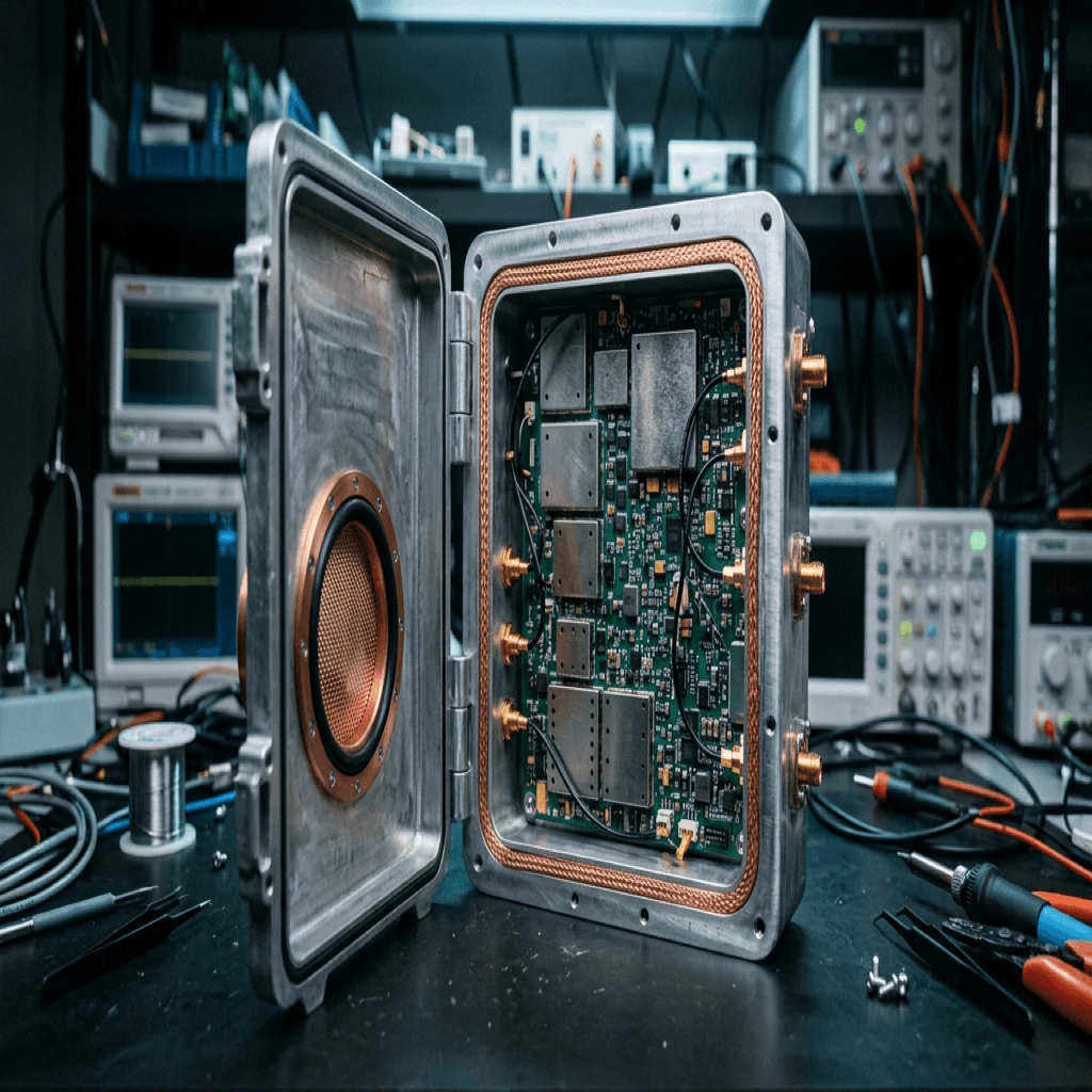 Specialized complex faraday cage enclosure securing massive dense cryptological processing arrays