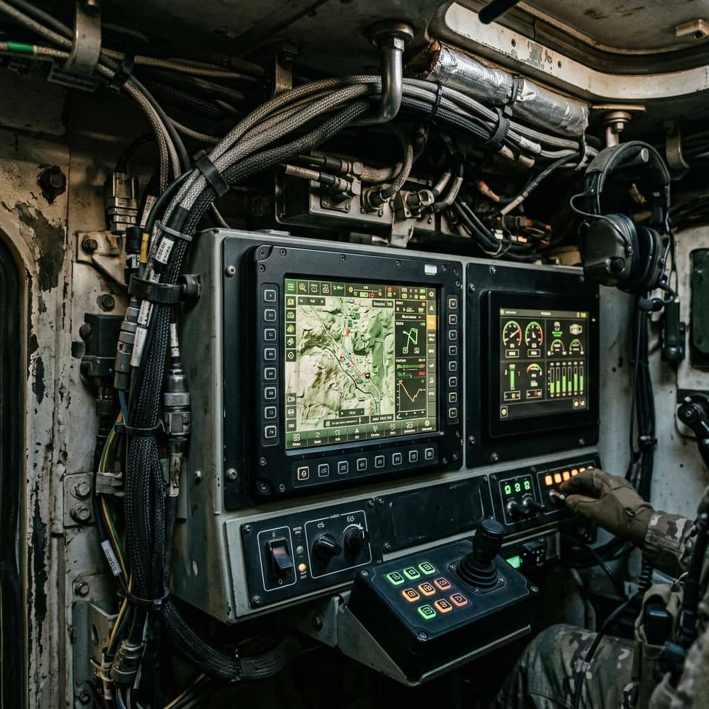 Military grade tactical display panels undergoing intense bright sunlight readability testing