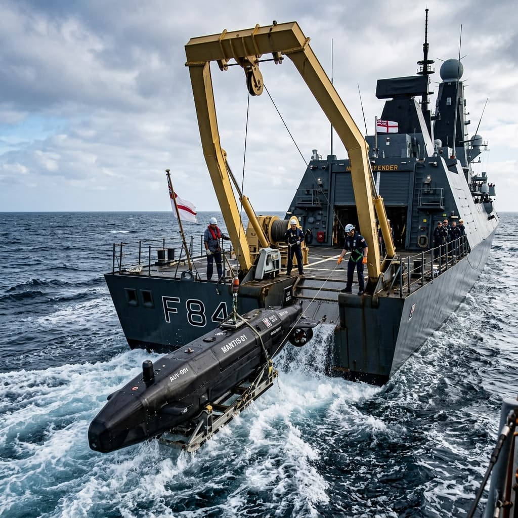 A sophisticated autonomous submersible vehicle mapping deep marine topography using lateral sonar arrays