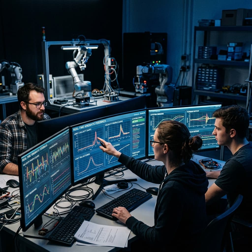 Complex glowing robotic control schematic showing interconnected node graphs representing neural learning models