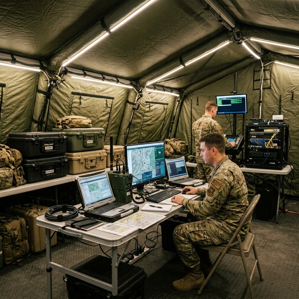 Rigid blackout curtains and heavily shielded interior server racks mitigating internal light and thermal bleed