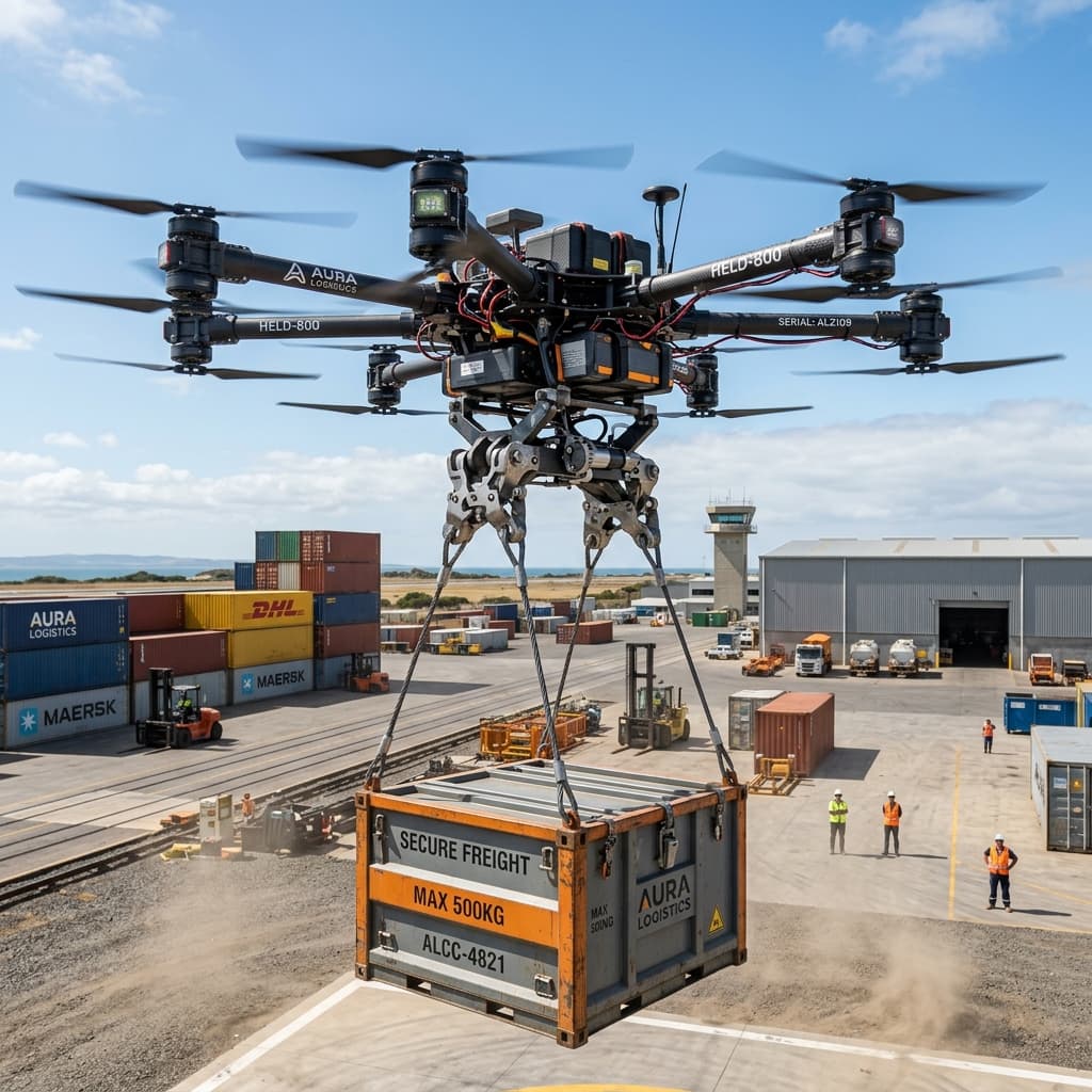 Logistics drone dropping cargo container