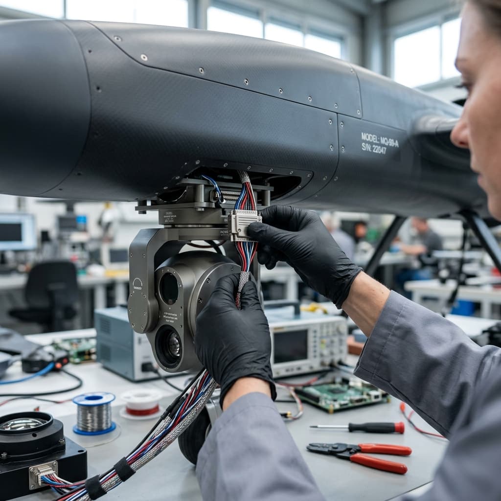 Engineer wiring EO IR payload to UAV