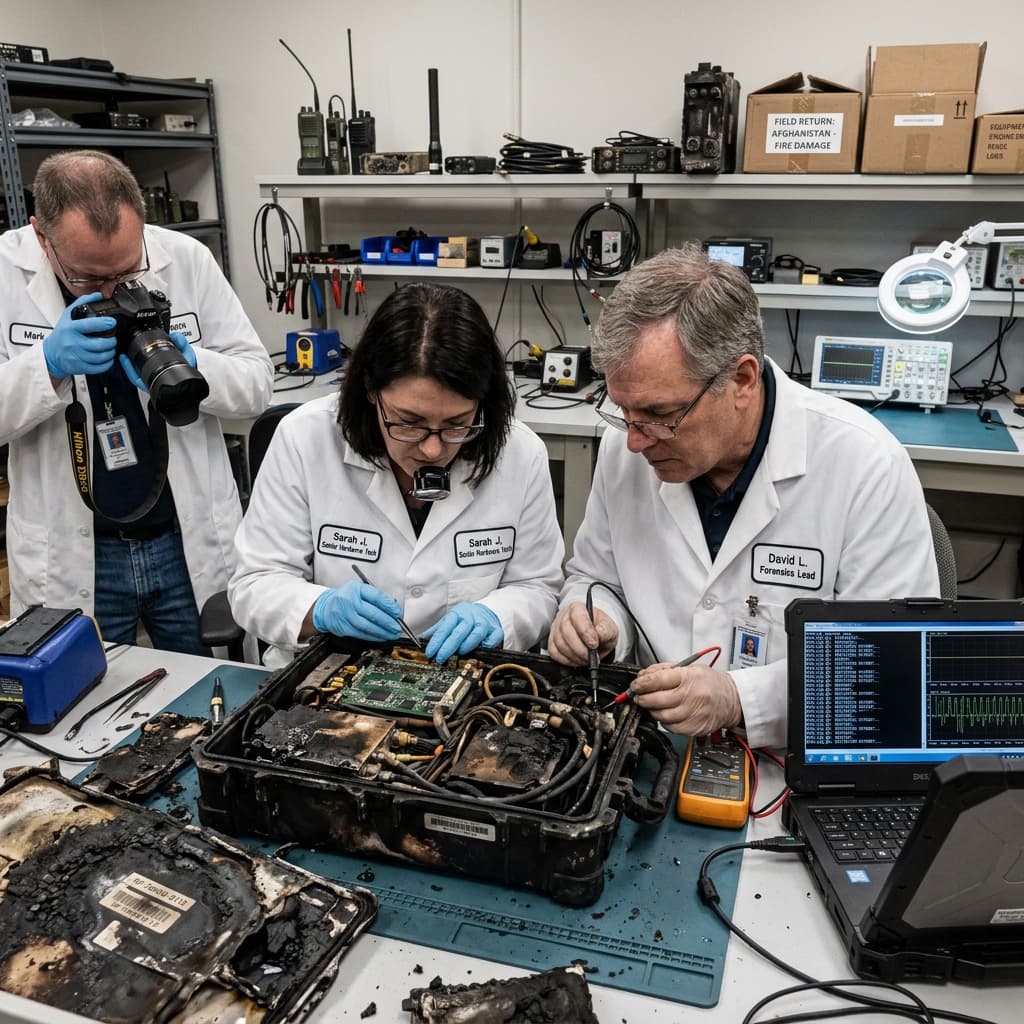 Engineers mapping massive microscopic metallic sheer crack propagation paths revealing catastrophic hidden pure structural fatigue