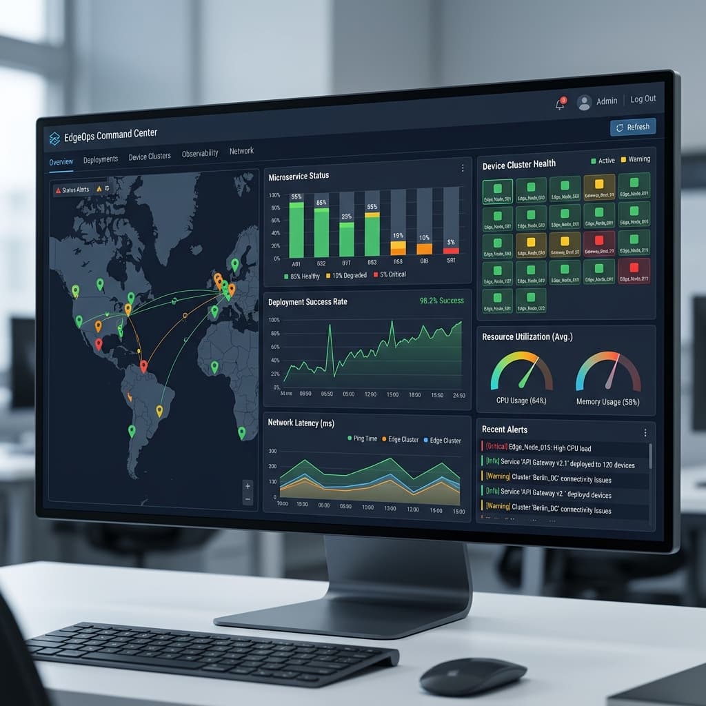 Deployment and observability dashboard for containerized microservices running on edge devices